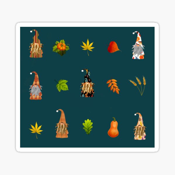 Autumn gnomes pattern Sticker
