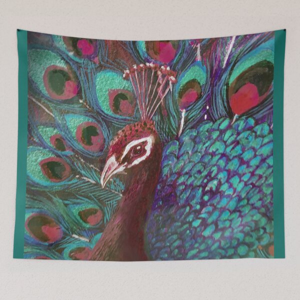Item preview, Painted Peacock in Teal and Crimson designed and sold by Nicola Morgan.