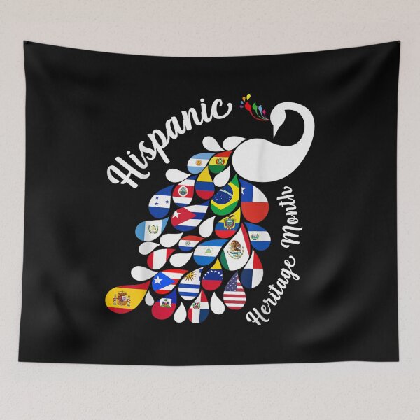 Item preview, Hispanic Heritage Month Peacock All Countries Flags designed and sold by TERRYCOXSHOP.
