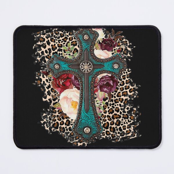 Item preview, Western Leopard Flowers Cross Christian Cowgirl designed and sold by MatildaGrimes.