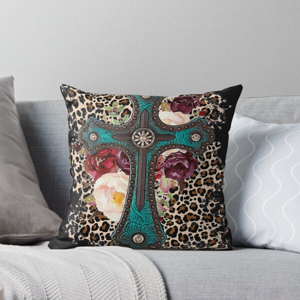 Item preview, Western Leopard Flowers Cross Christian Cowgirl designed and sold by MatildaGrimes.