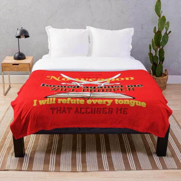 Item preview, Isaiah 54:17 No Weapon will Prosper Merchandise in Dark Yellow Gold on Orange Red (Excluding T-shirts) designed and sold by oorwinning.