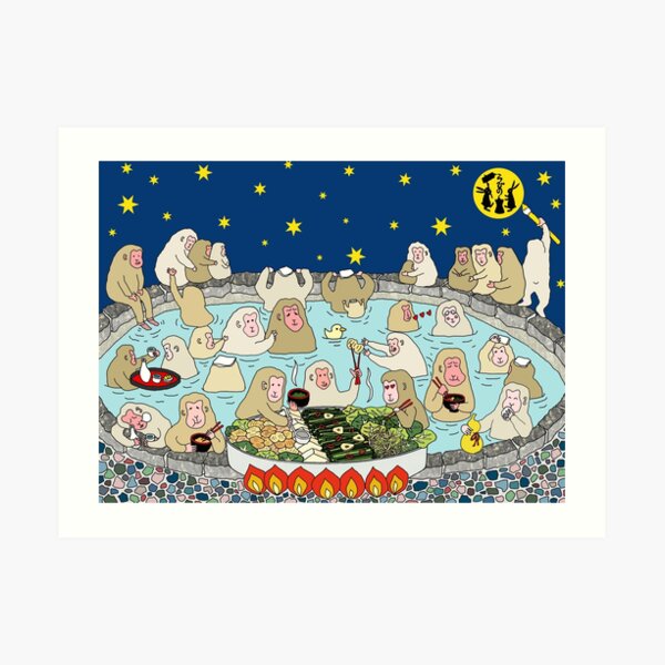 Snow Monkeys in Spa Art Print
