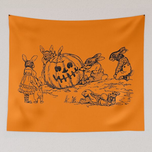 Item preview, Rabbits and Jack O' Lantern designed and sold by ArtEntwined.