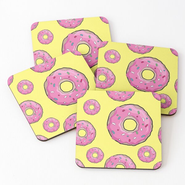 Item preview, Donuts Pattern with Pink icing, Yellow Background, Donut, Pattern designed and sold by graphic-genie.