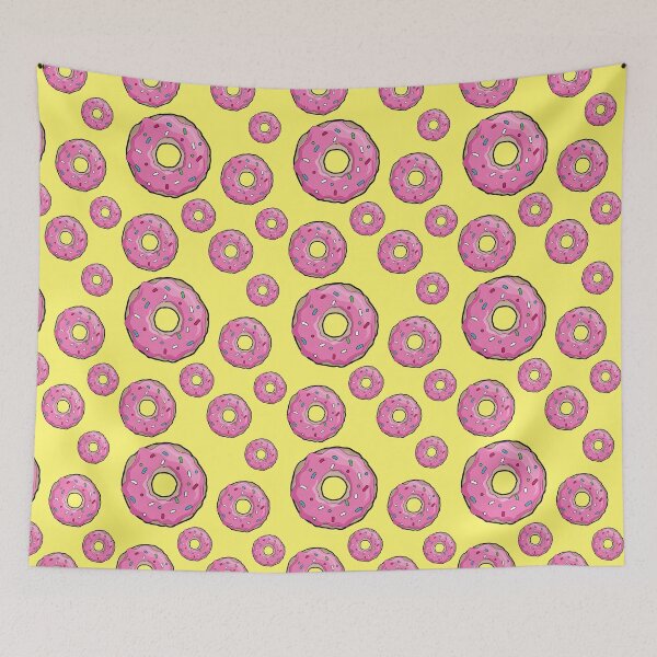 Item preview, Donuts Pattern with Pink icing, Yellow Background, Donut, Pattern designed and sold by graphic-genie.