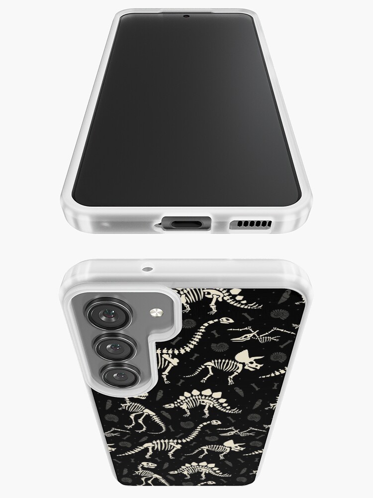 Thumbnail 3 of 4, Samsung Galaxy Phone Case, Dinosaur Fossils in Black designed and sold by latheandquill.