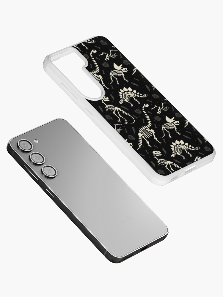 Samsung Galaxy Phone Case, Dinosaur Fossils in Black designed and sold by latheandquill