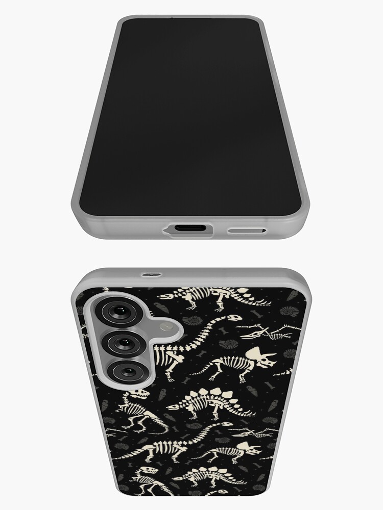 Thumbnail 3 of 4, Samsung Galaxy Phone Case, Dinosaur Fossils in Black designed and sold by latheandquill.
