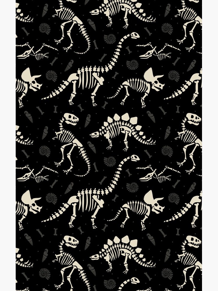 Artwork view, Dinosaur Fossils in Black designed and sold by latheandquill