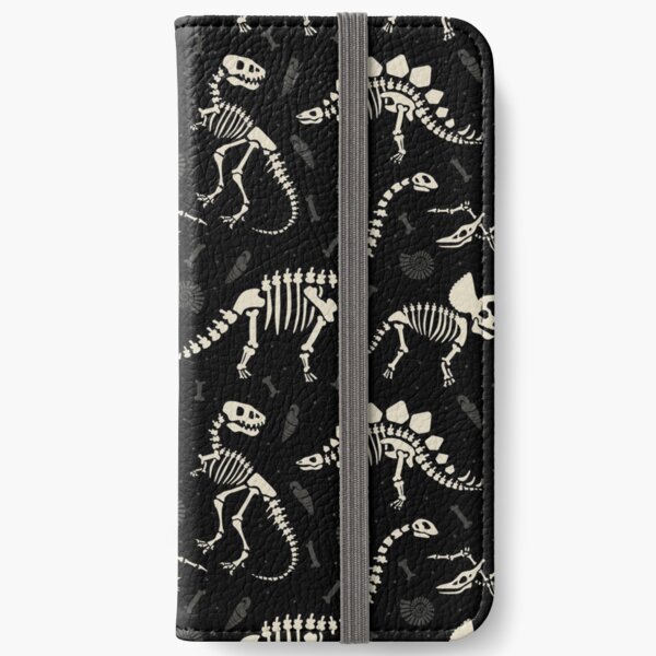 Dinosaurierfossilien in Schwarz iPhone Flip-Case