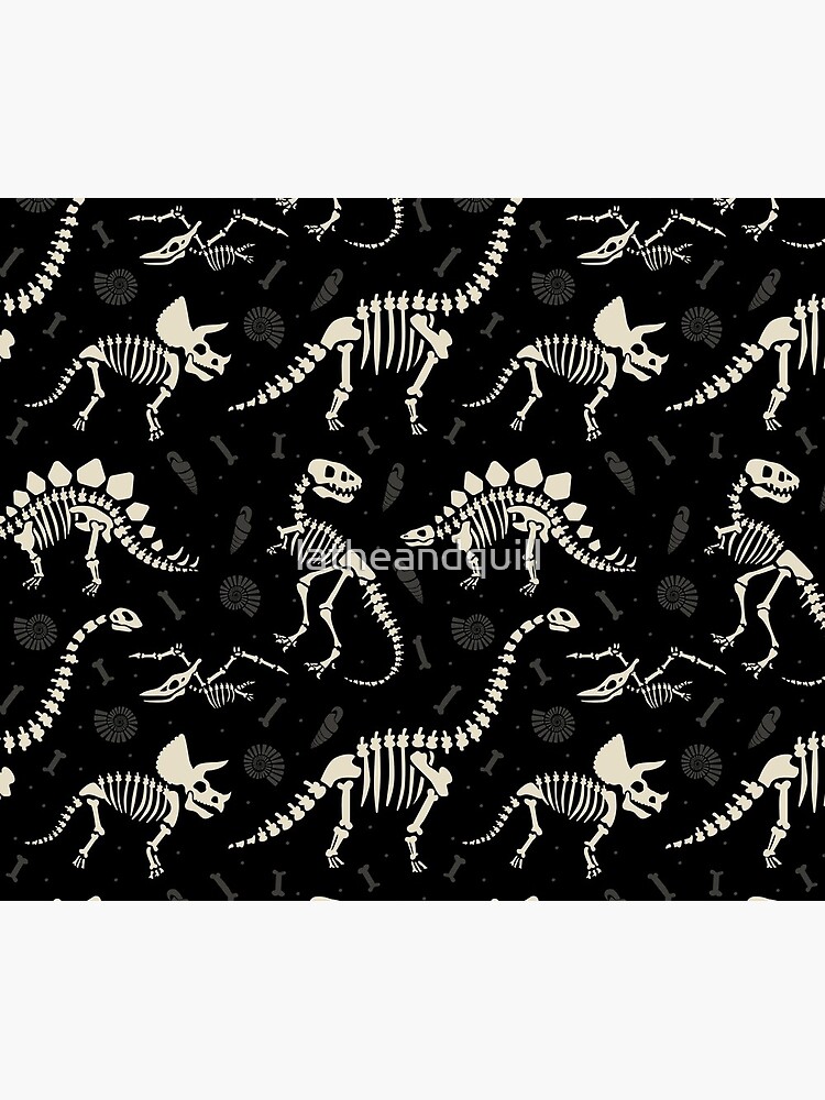 Dinosaur Fossils in Black by latheandquill