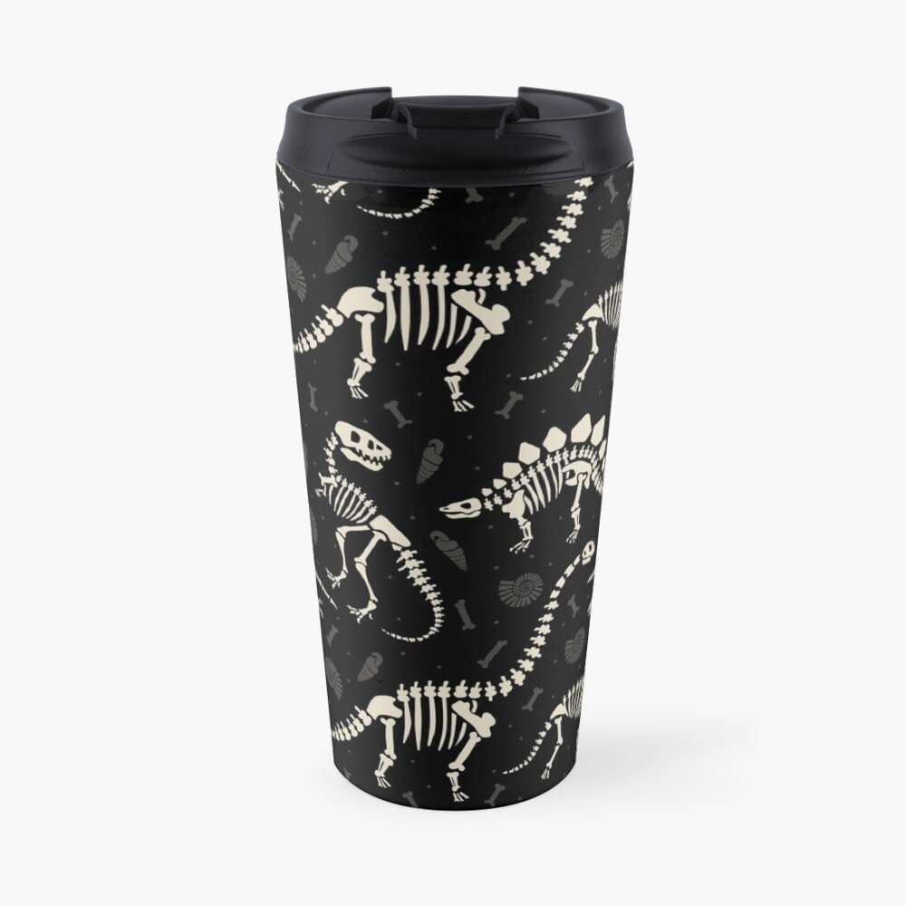 Dinosaur Fossils in Black Travel Mug