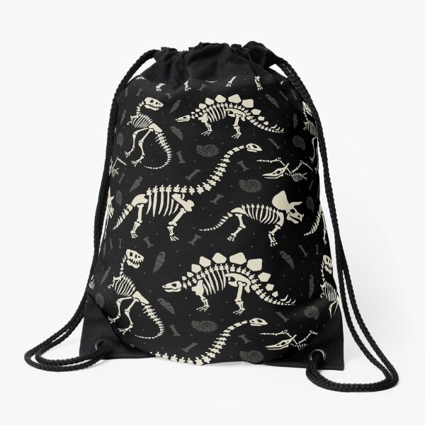 Dinosaur Fossils in Black Drawstring Bag
