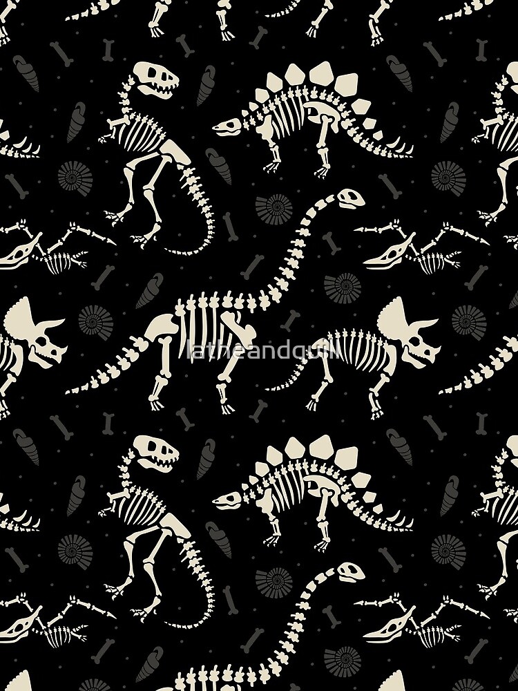 Dinosaur Fossils in Black by latheandquill