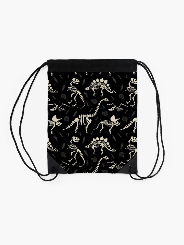 Alternate view of Dinosaur Fossils in Black Drawstring Bag