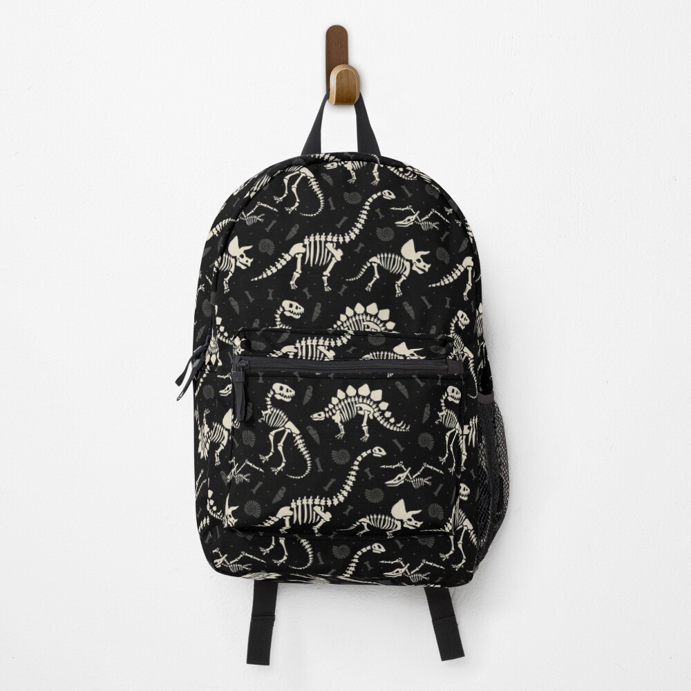 Dinosaur Fossils in Black Backpack
