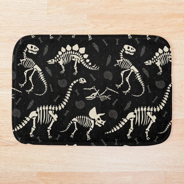 Dinosaur Fossils in Black Bath Mat