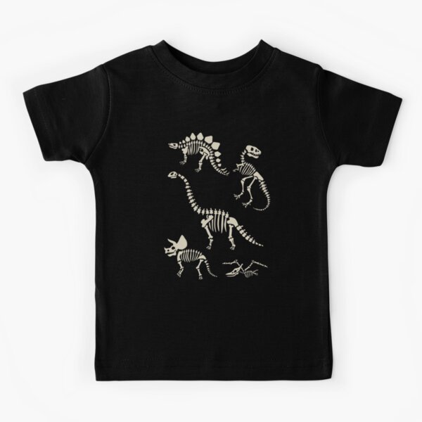 Dinosaur Fossils in Black Kids T-Shirt
