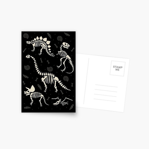 Aperçu de l'œuvre Fossiles de dinosaures en noir créée et vendue par latheandquill.