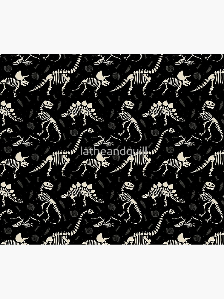 Dinosaur Fossils in Black by latheandquill