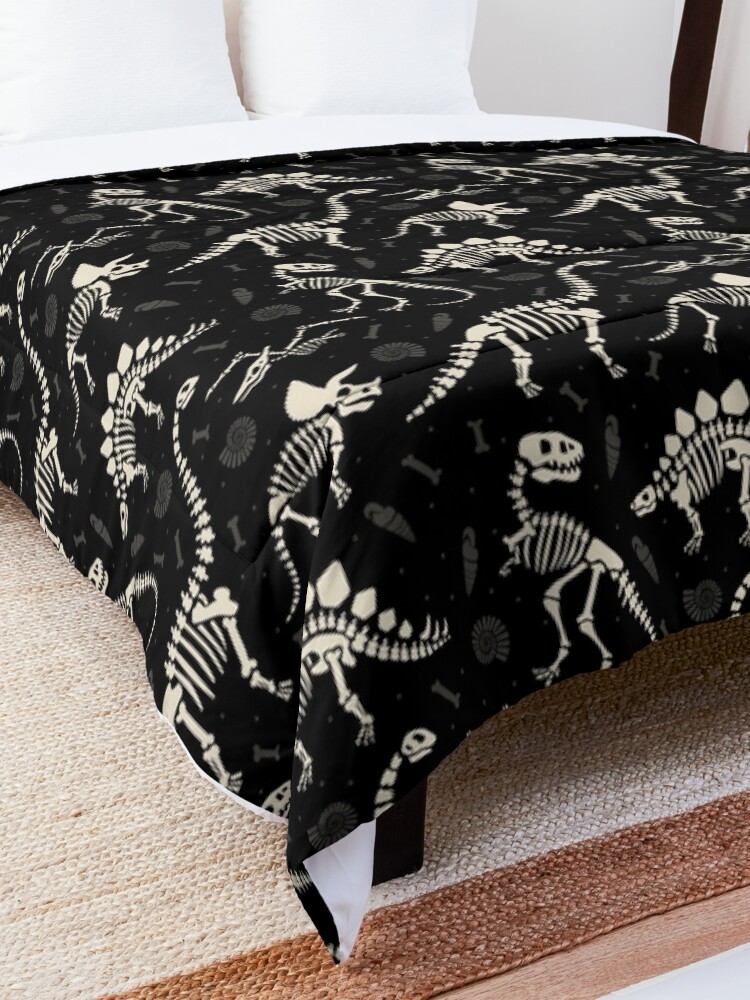 Alternate view of Dinosaur Fossils in Black Comforter