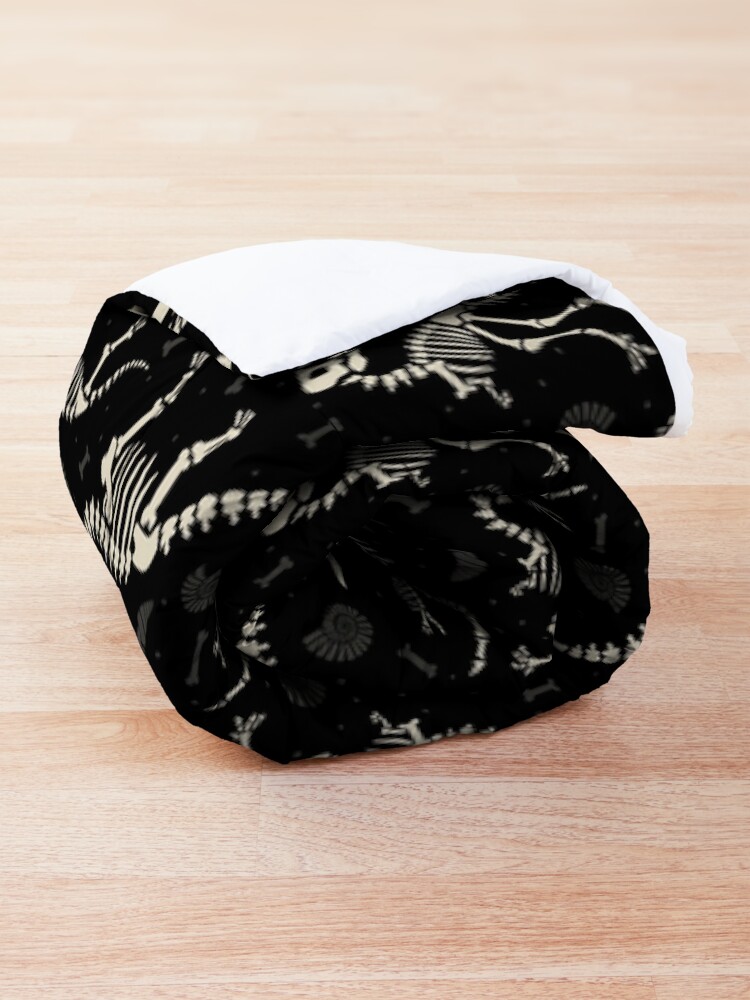 Alternate view of Dinosaur Fossils in Black Comforter
