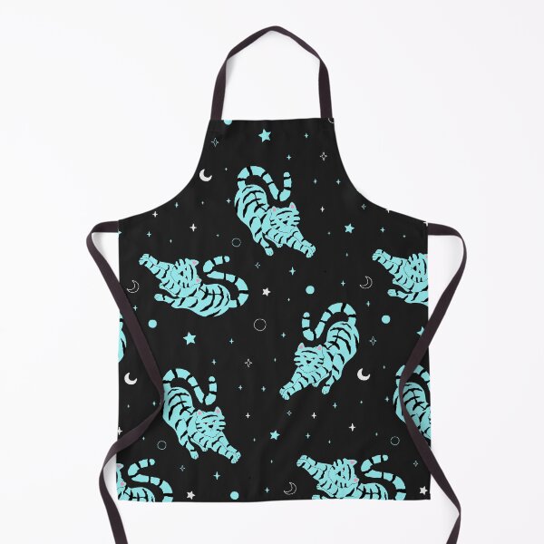 Item preview, Pattern vector blue tigers stretching on black background designed and sold by Sarwat Reza.