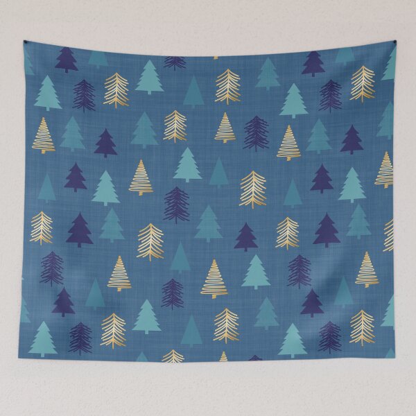 Item preview, Christmas Trees Blue Gold designed and sold by cashewdays.