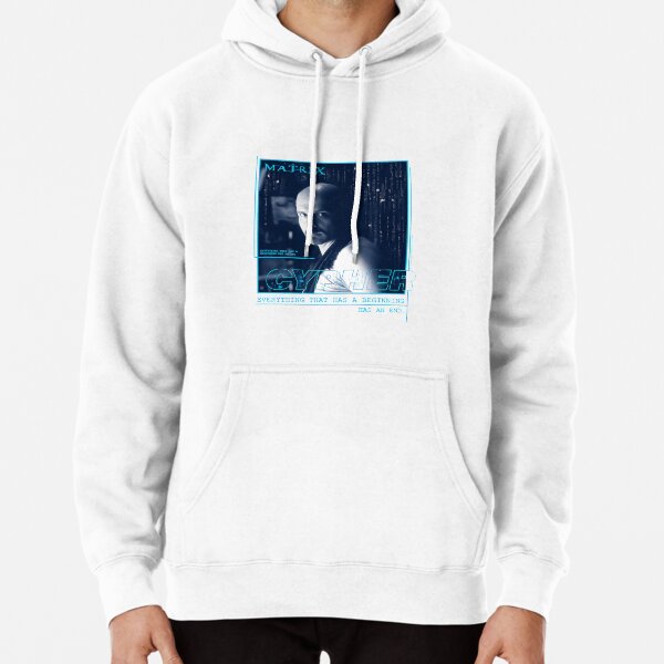 The Matrix Cypher Portrait Glitch Everything Has A Beginning Pullover Hoodie