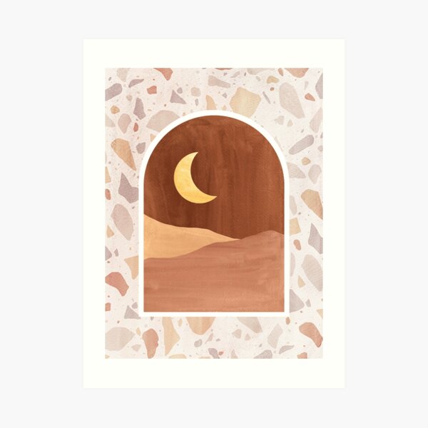 Boho moonlight in terrazzo arch Art Print