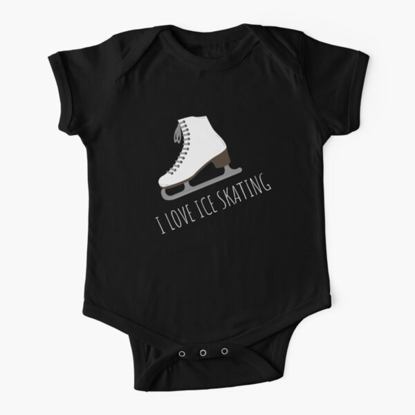 I love Ice Skating T-shirts and Apparel - Blue and Black Short Sleeve Baby One-Piece