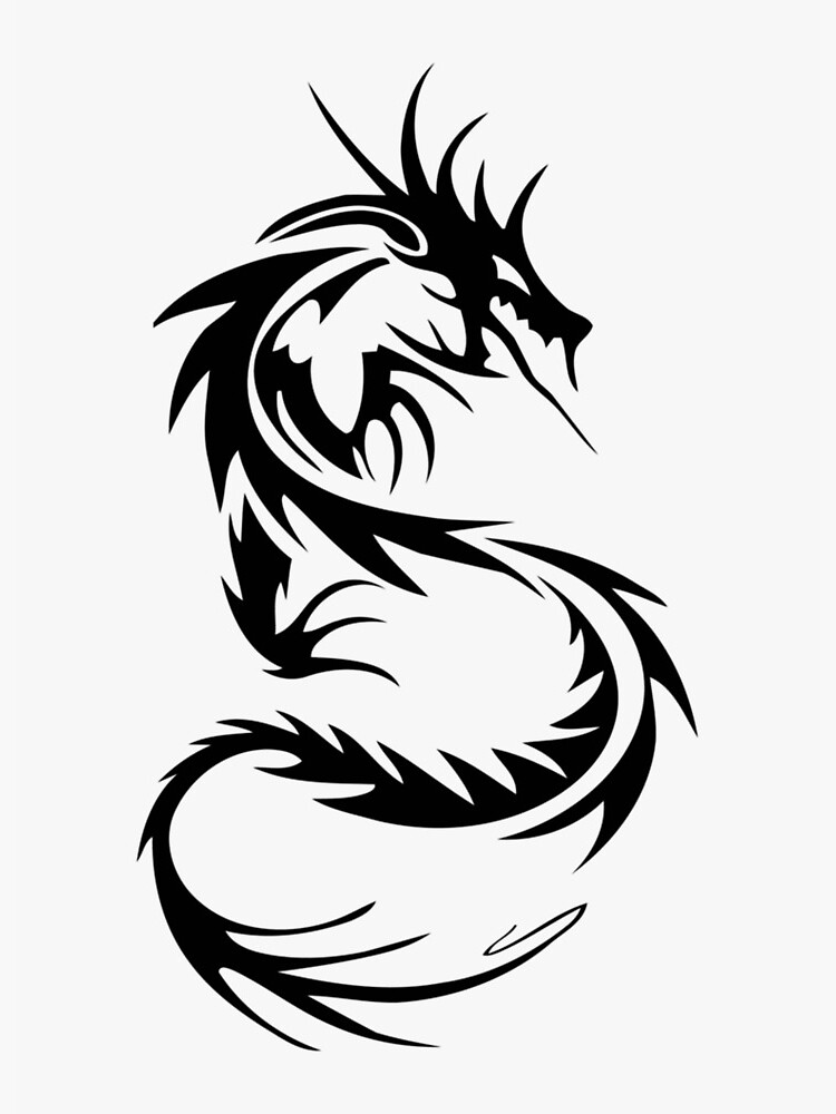 Hand Drawn Chinese Dragon Tattoo Clip Art - VectorGenius