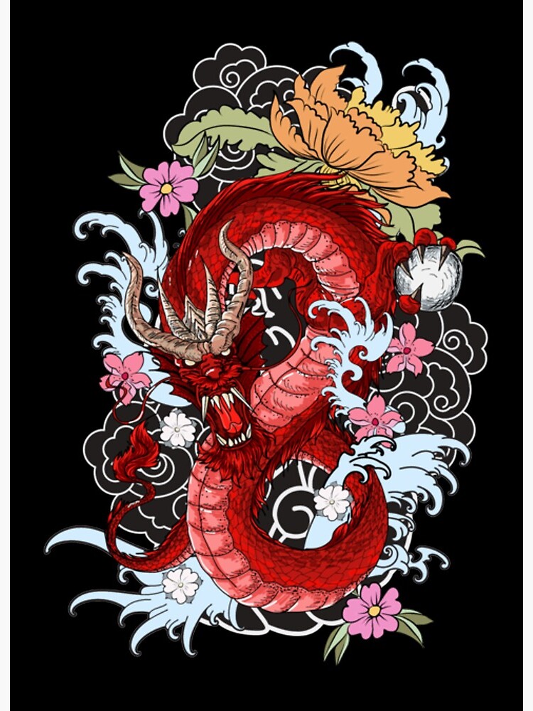 Chinese Red Dragon Lung Symbol Chinese Dragon Tattoo Graphic Sticker By ...