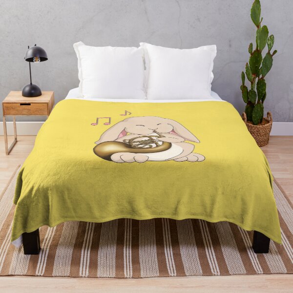 Item preview, Cute Bunny Playing French Horn - yellow designed and sold by Jazznote.