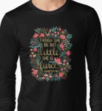 Little & Fierce on Charcoal Long Sleeve T-Shirt