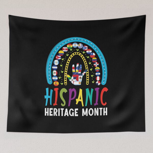Item preview, National Hispanic Heritage Month Latin Flags Rainbow Style designed and sold by TolaMarciniak.