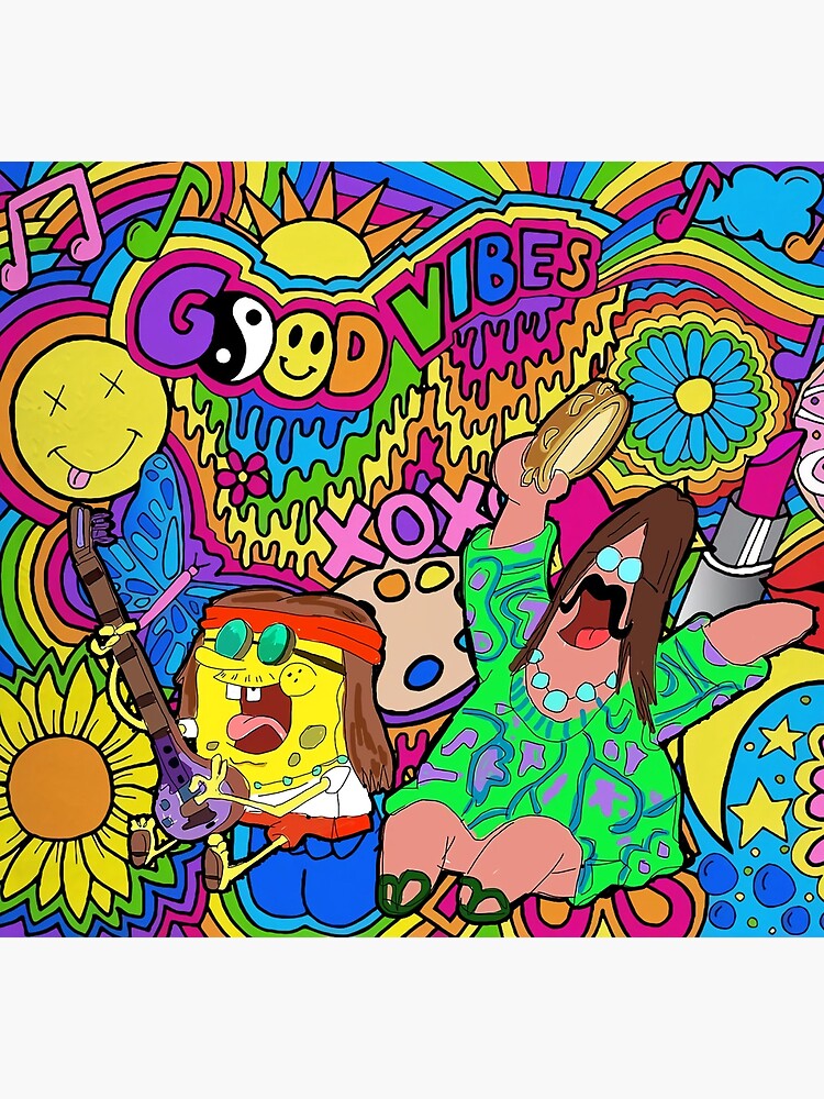 Hippie Spongebob Colorful Poster for Sale by BuckskinMe
