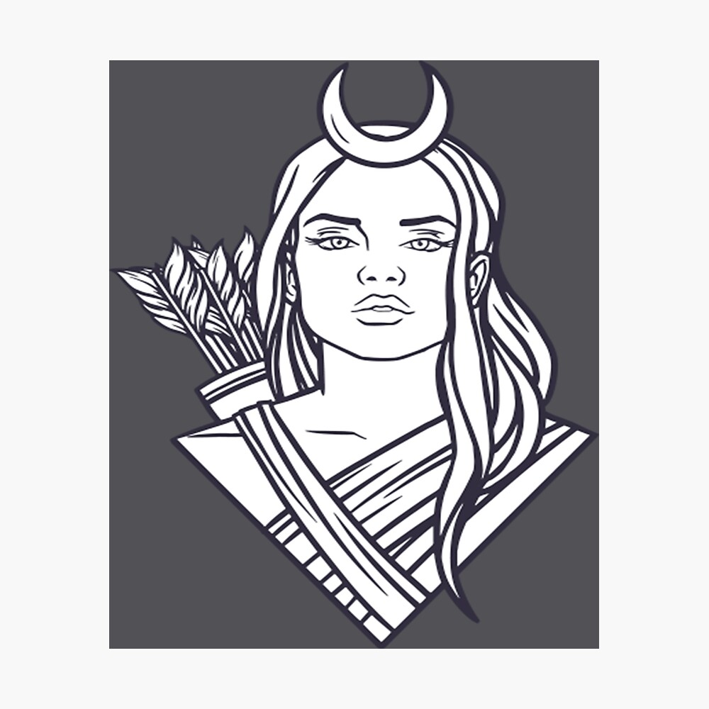 Premium Vector  Creative poster with greece goddess sculpture of diana or  artemis bust of female head