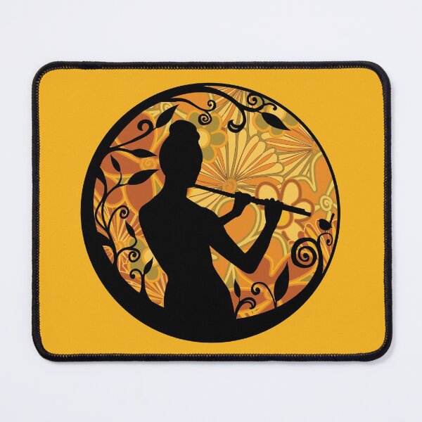 Item preview, Flute Girl Silhouette - Retro Flowers designed and sold by Jazznote.
