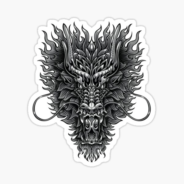 Premium Vector Dragon head logo on white background.tribal stencil tattoo  design concept.flat vector illustration, dragon tattoo