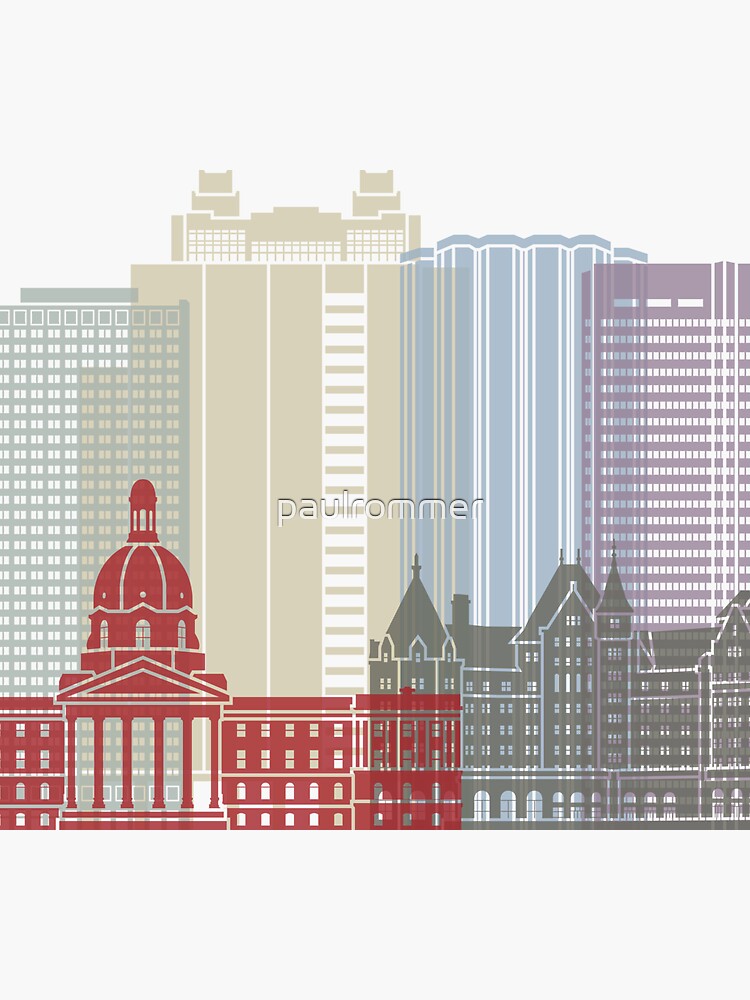 "Edmonton skyline poster" Sticker by paulrommer Redbubble