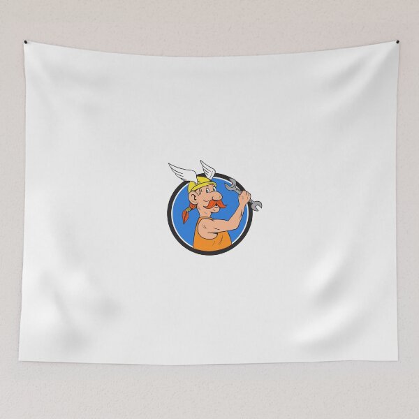 Item preview, Viking Repairman Spanner Circle Cartoon designed and sold by patrimonio.