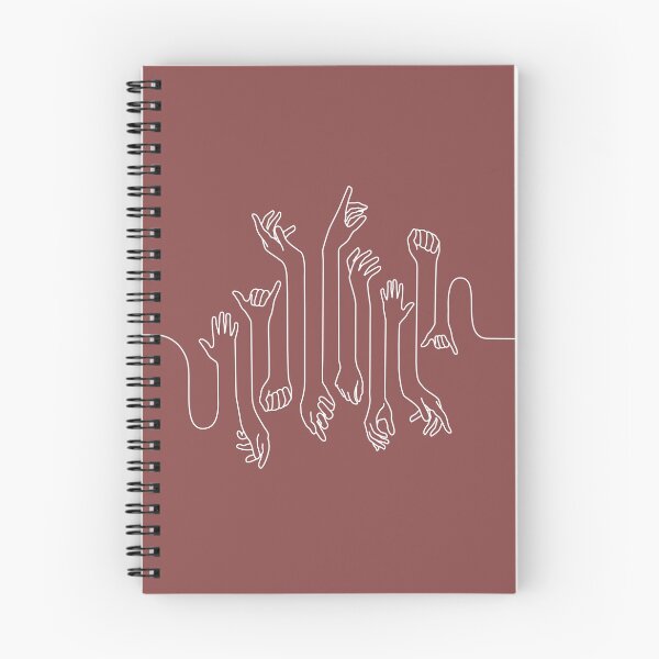 Item preview, Minimal, modern style hands line art with white outline and dark red background designed and sold by CiniArt.