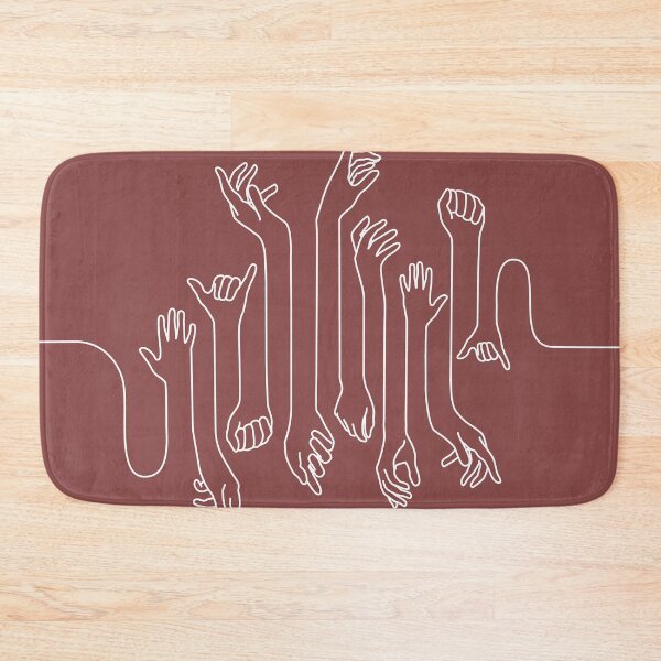 Item preview, Minimal, modern style hands line art with white outline and dark red background designed and sold by CiniArt.