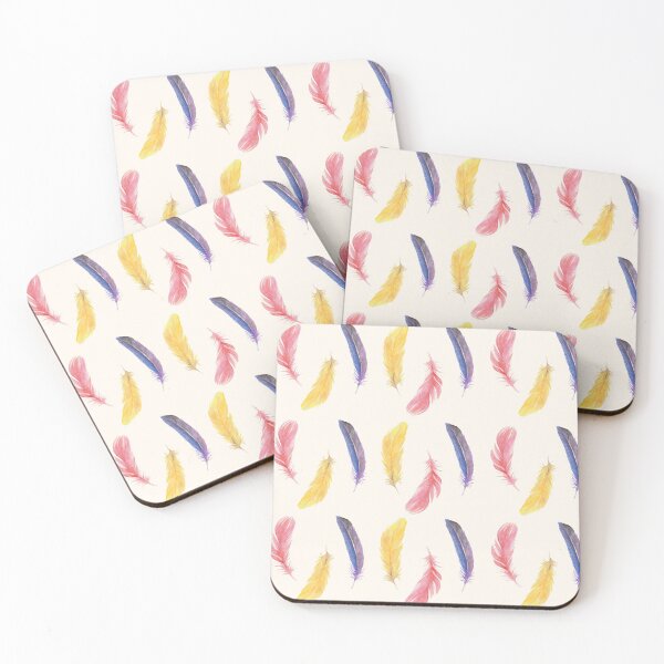 Item preview, Pink, Yellow and Purple Painted Bird Feather Pattern designed and sold by chloeinca.