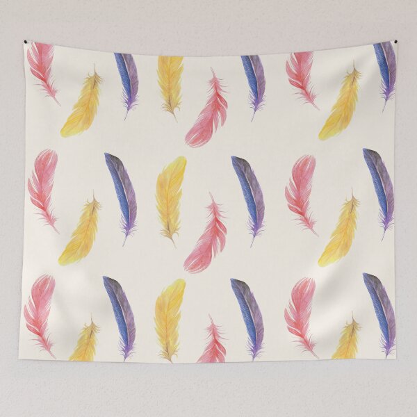Item preview, Pink, Yellow and Purple Painted Bird Feather Pattern designed and sold by chloeinca.