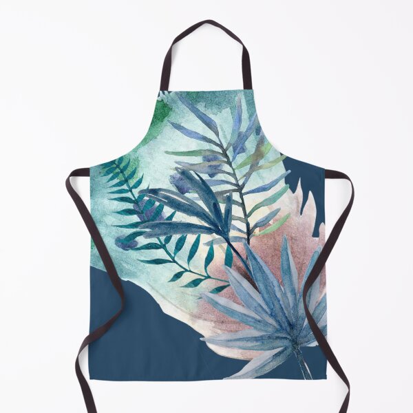 Item preview, Tropical Green and Blue Leaves with Feather Fan on Dark Blue Background (3of3) designed and sold by DzineVine.