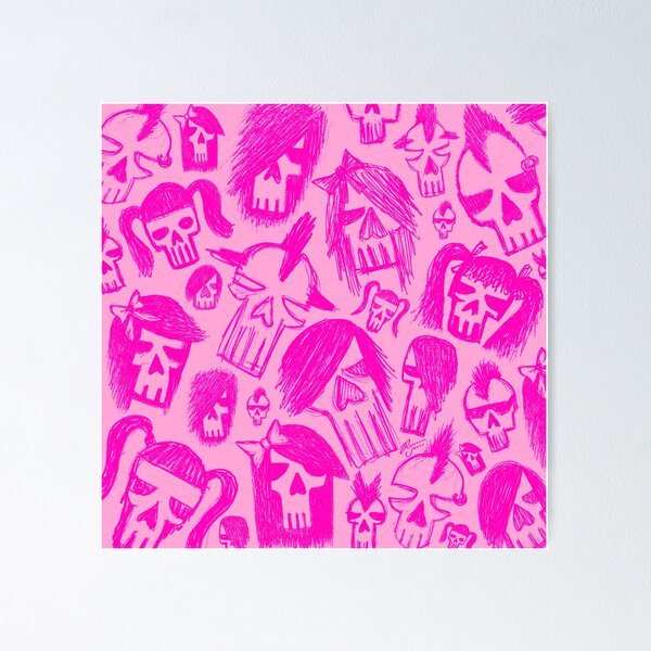 Pink Skull Sketches Poster