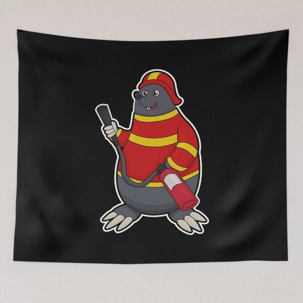 Item preview, Mole as Firefighter with Fire extinguisher designed and sold by Snabdesign84.